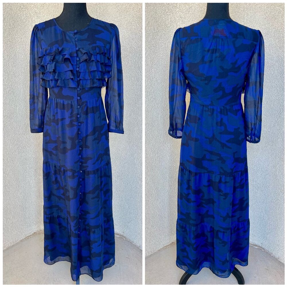 Banana Republic Navy Camo Chiffon Maxi Dress